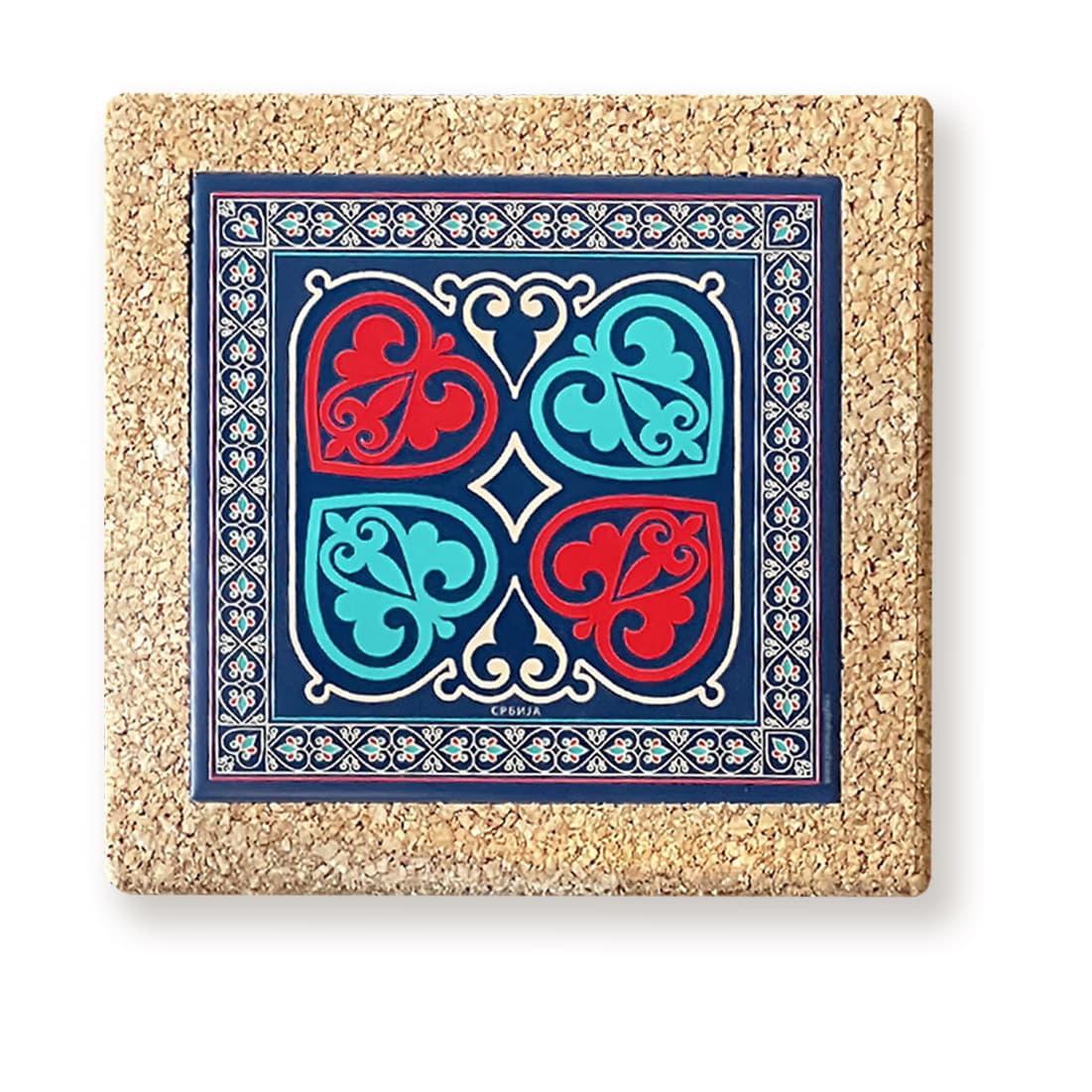 Perun Grafix Podmetač od plute Raška Ornament, Teget