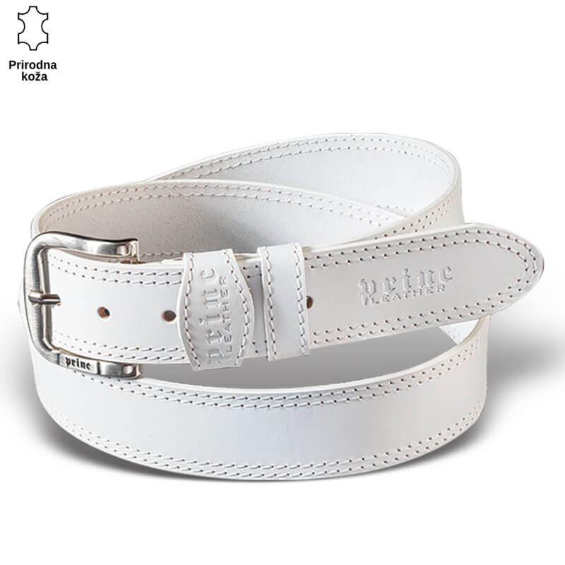 Princ Leather Muški kaiš 201, Kožni, Beli