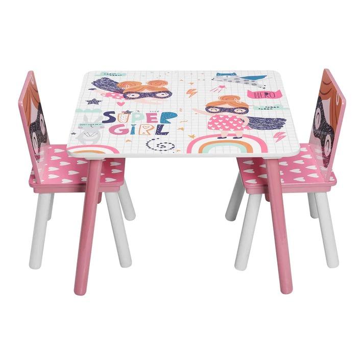 KINDER HOME Drveni dečiji sto sa stolicama roze