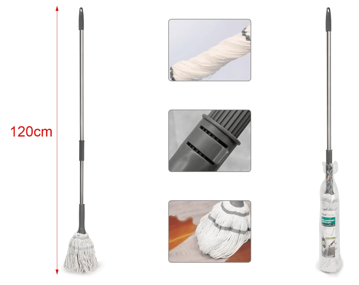 KMT Mop za brisanje podova, Direktna ručka, 120cm
