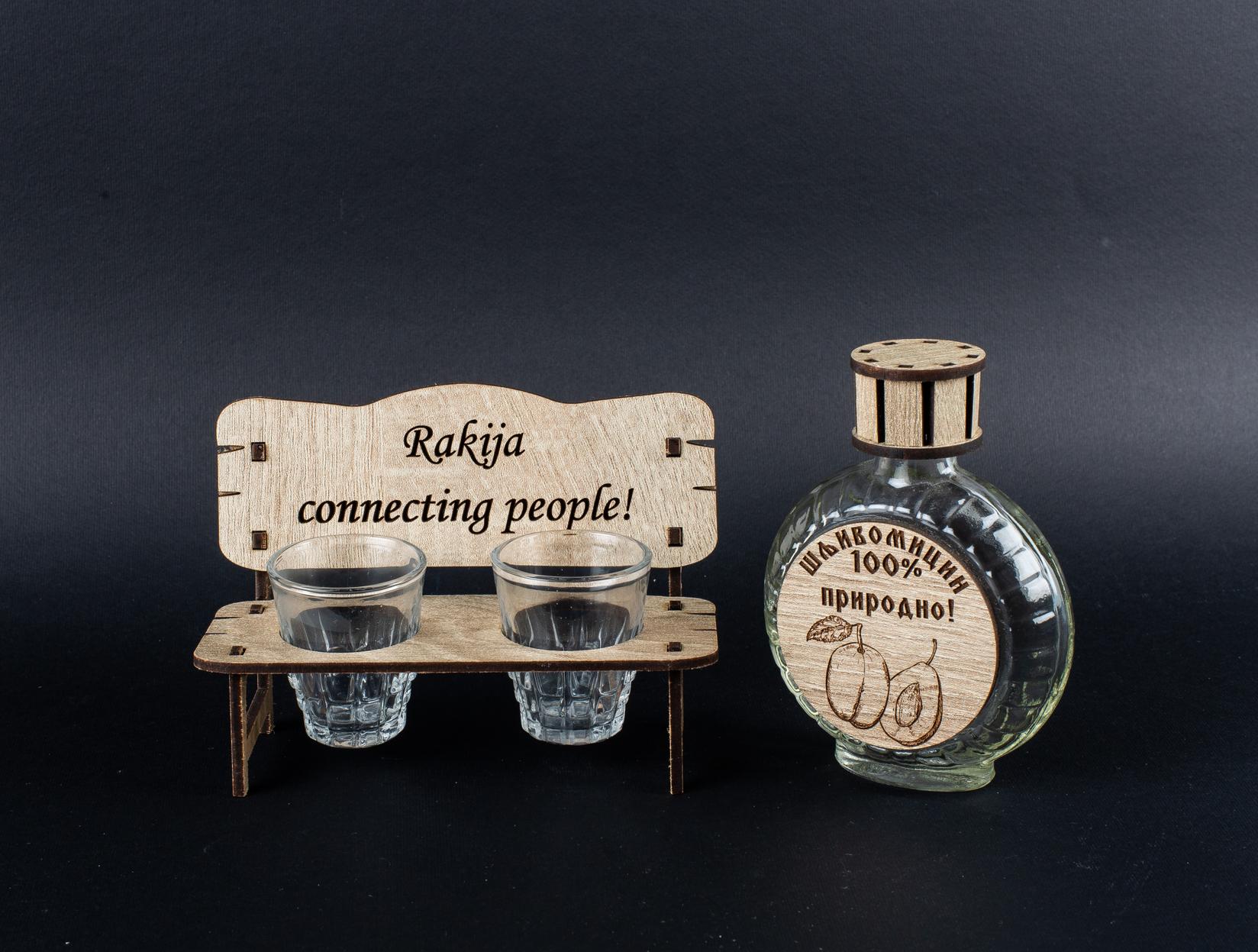 BeamCraft Klupica rakija, čuturica od 100ml i dve čašice za rakiju Connecting people