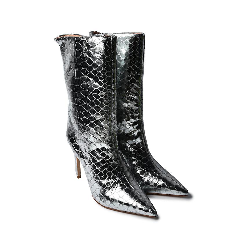 SCHUTZ Ženske čizme S212500028-007, Srebrne boje