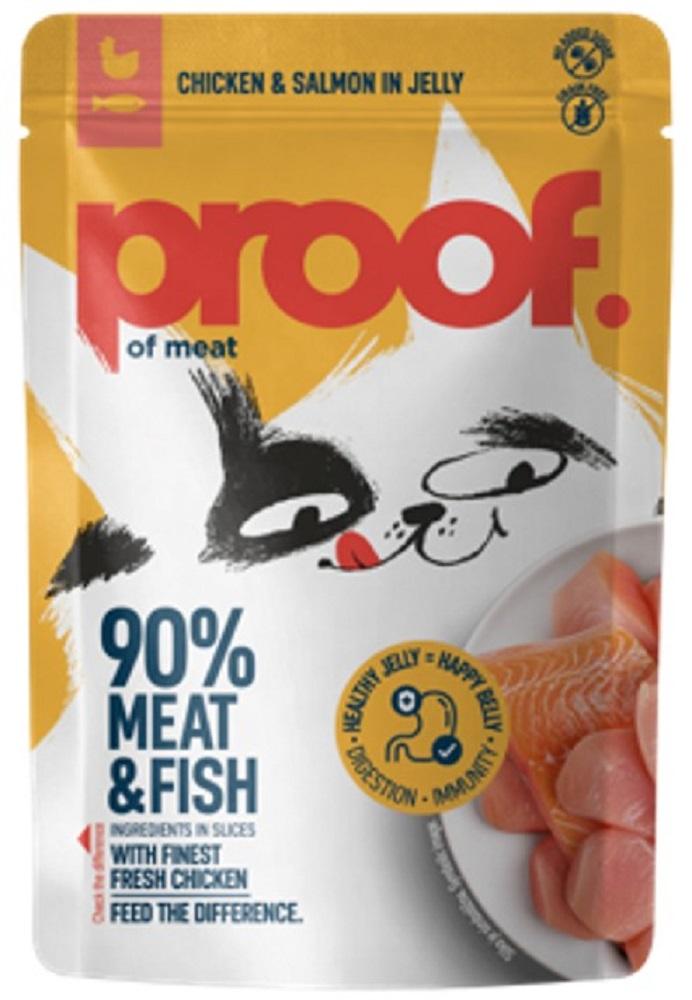 Proff Vlažna hrana za mačke, Piletina i losos u želeu, 85 g