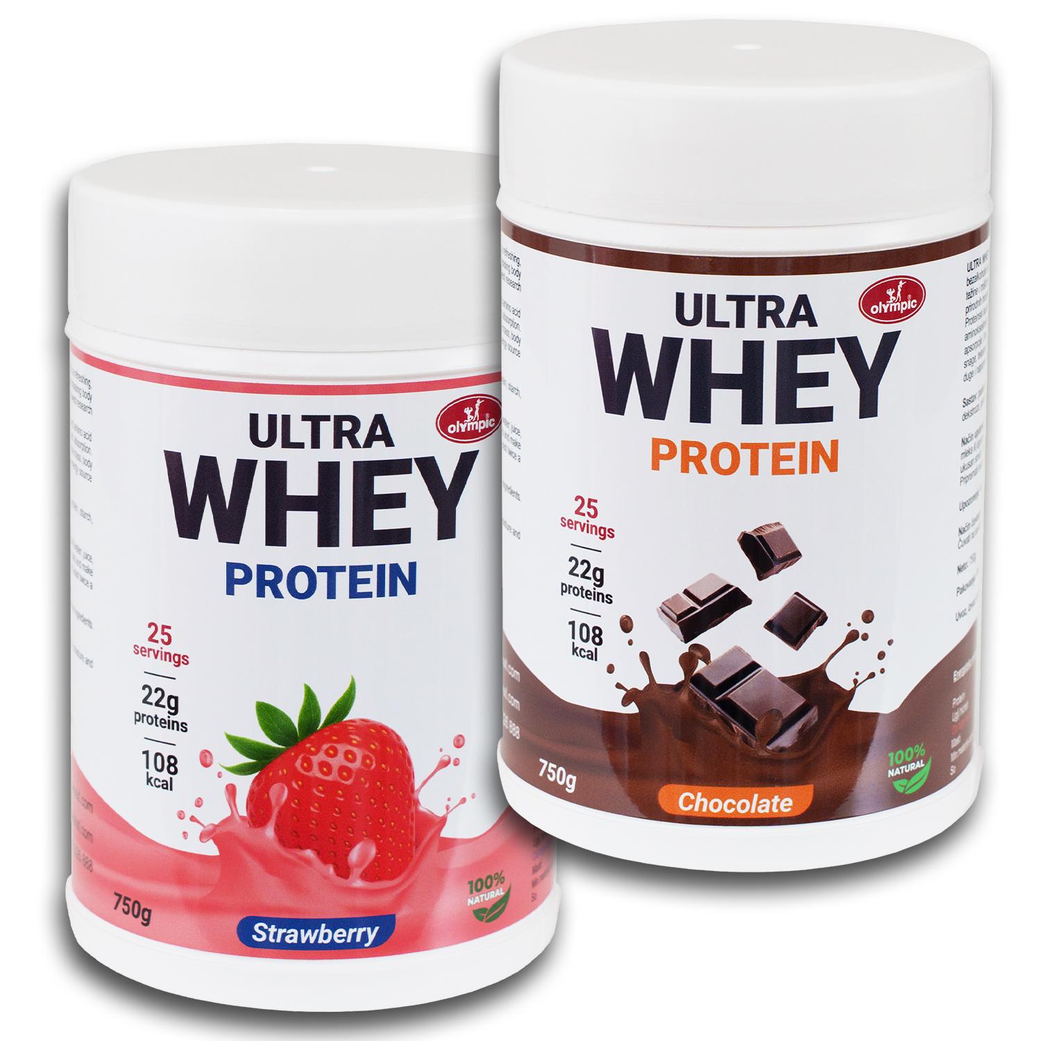 Olympic Ultra Whey Protein, Čokolada i Jagoda, 750g, 2 komada