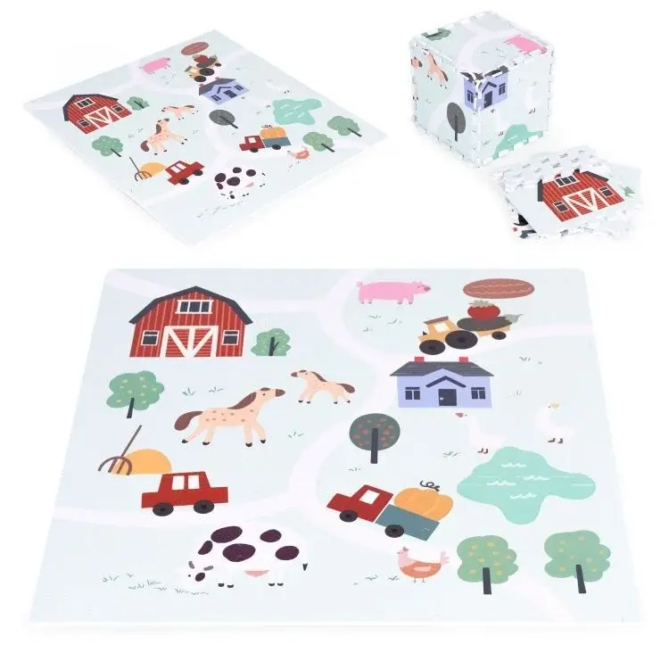 ECO TOYS Edukativna puzzle podloga za igru, 90,5x90,5cm, Farma 01