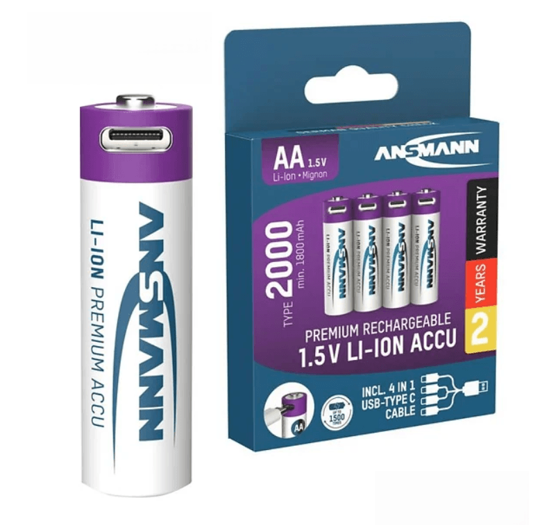 ANSMANN Punjiva Li-Ion 1.5V 2000mAh AA sa USB tip C ulazom za punjenje Ansmann 4 komada