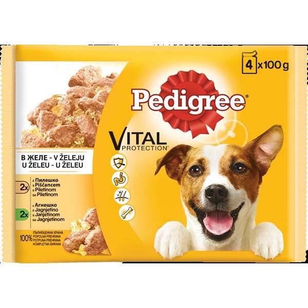 PEDIGREE Vlažna hrana za pse multipack adult piletina I jagnjetina u želeu 4x100g