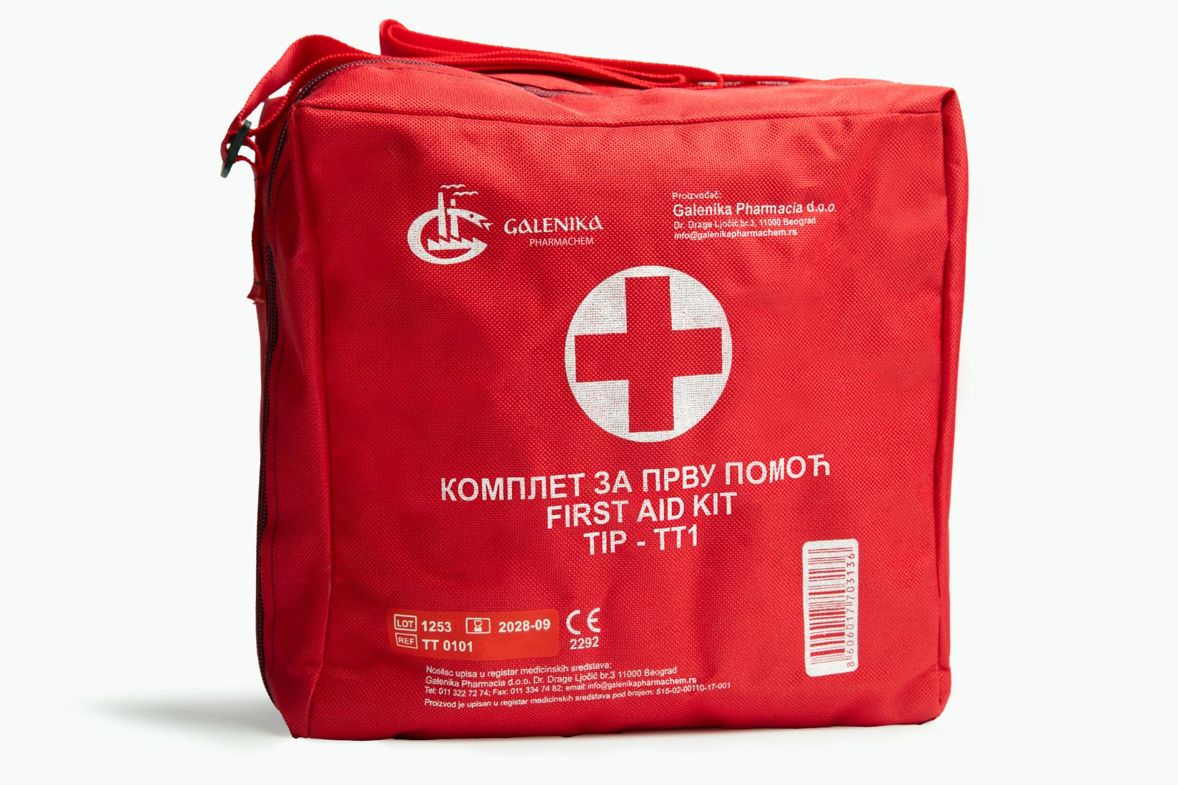 Galenika Torbica sa kompletom za pružanje prve pomoći TT1, Crvena