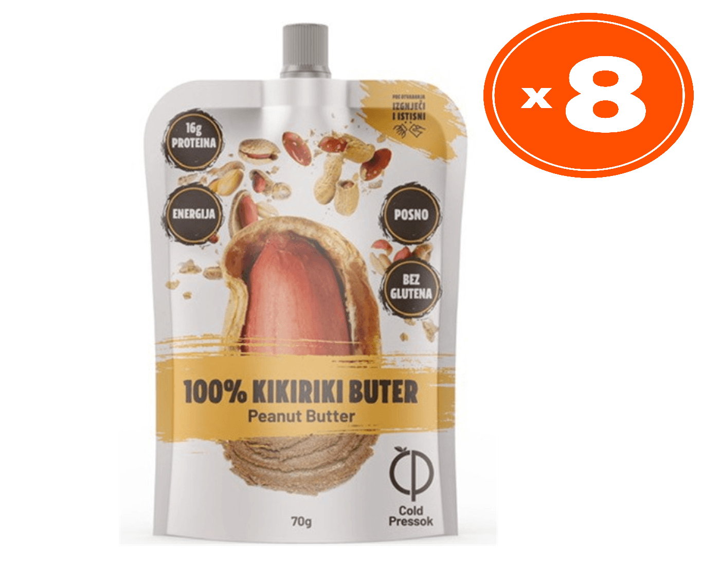 COLD PRESSOK Kikiriki puter 8x70g