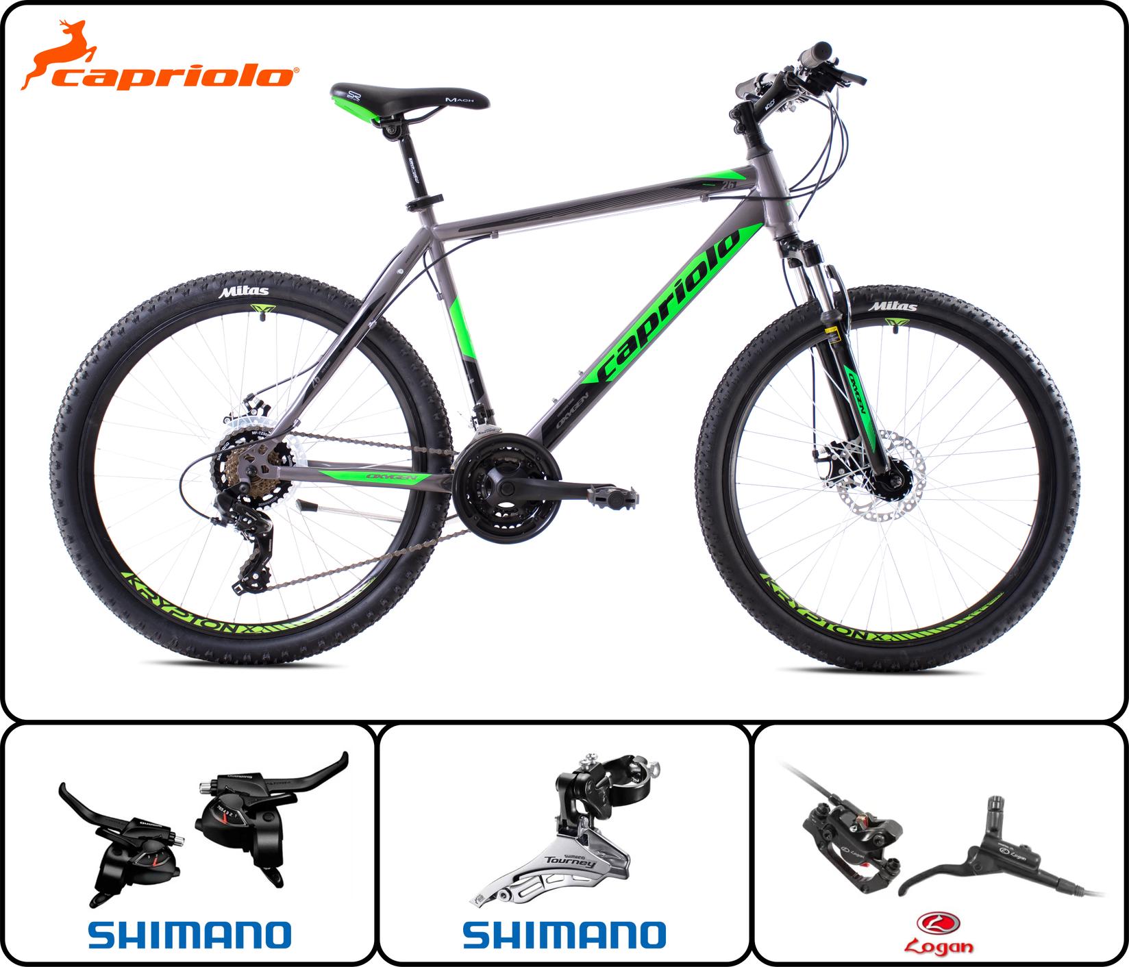 CAPRIOLO Bicikl Oxygen 26/21 sivo-zeleni