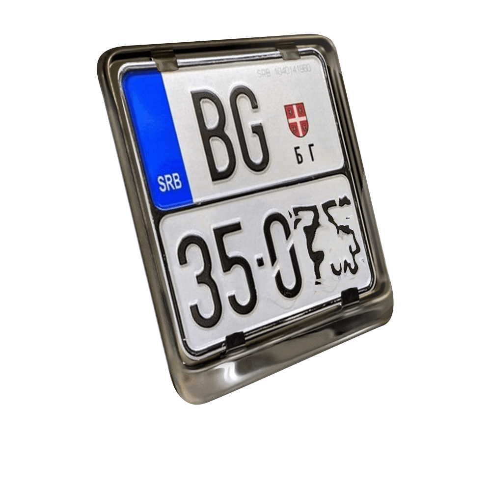 TEHNOMERKUR Inox okvir za registarske tablice za motore, 153x153 mm, Grafit