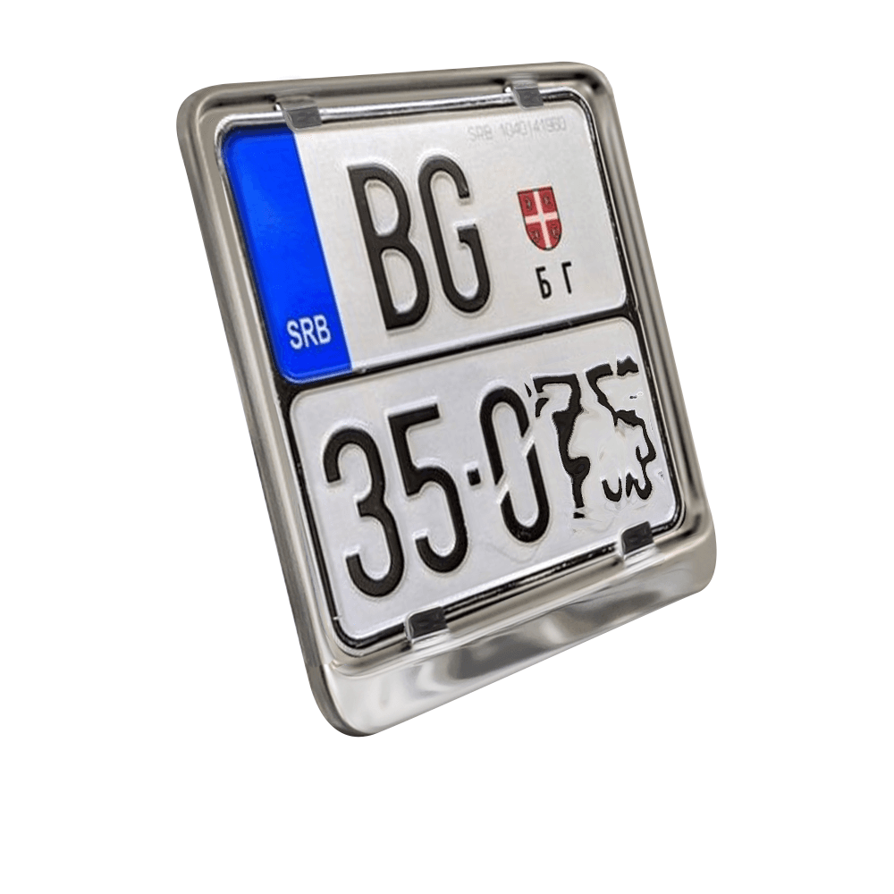 TEHNOMERKUR Inox okvir za registarske tablice za motore, 153x153 mm, Srebrne boje