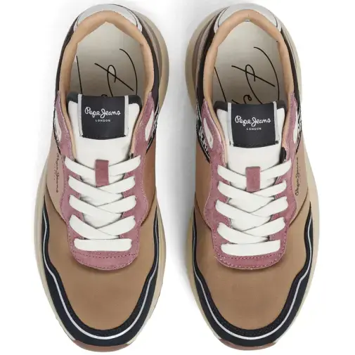 Pepe Jeans Kimi Land Sneaker Donna – Argento, Glitter E Camoscio, Suola Alta